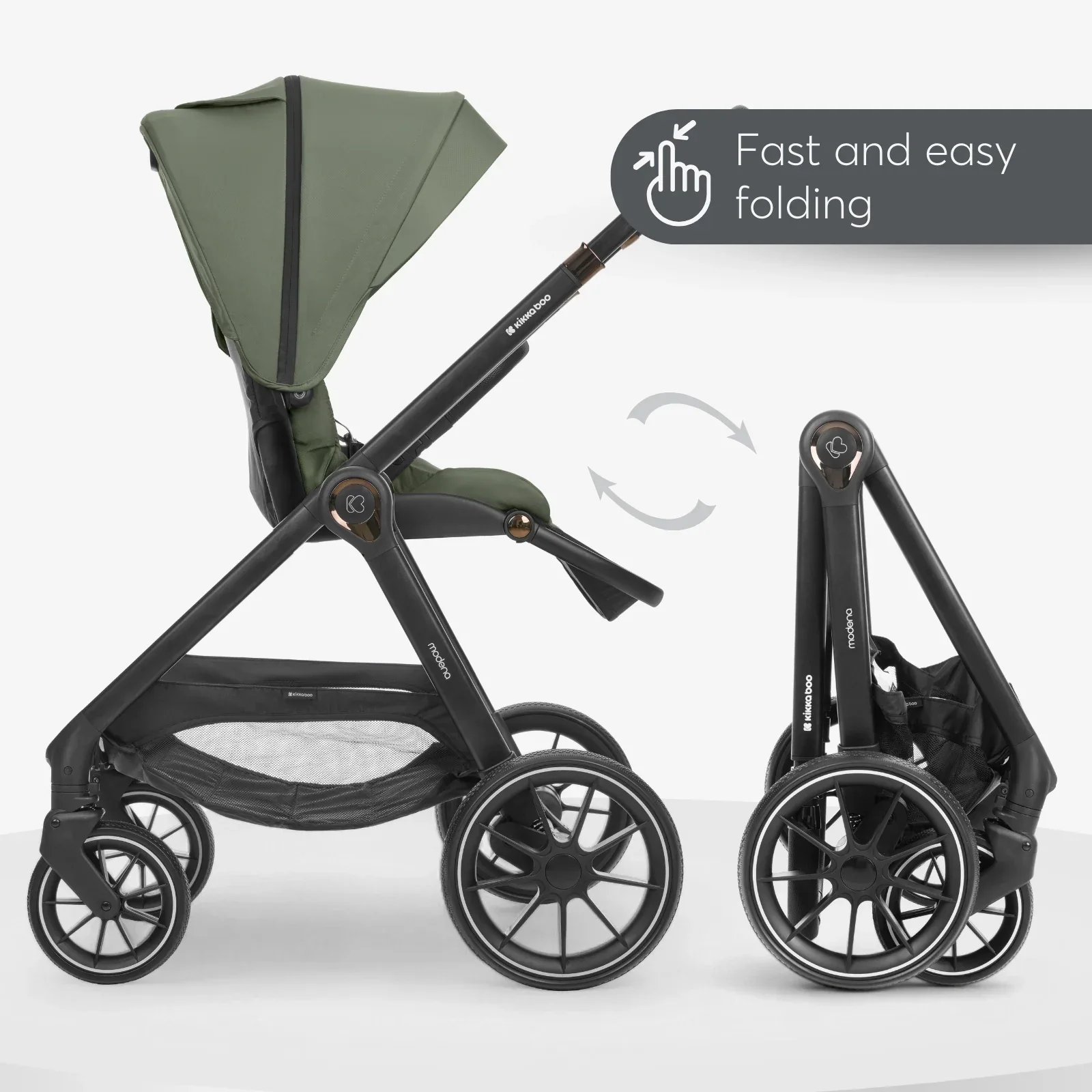 KikkaBoo® Stroller with carrycot 3v1 Modena Black - Image 7