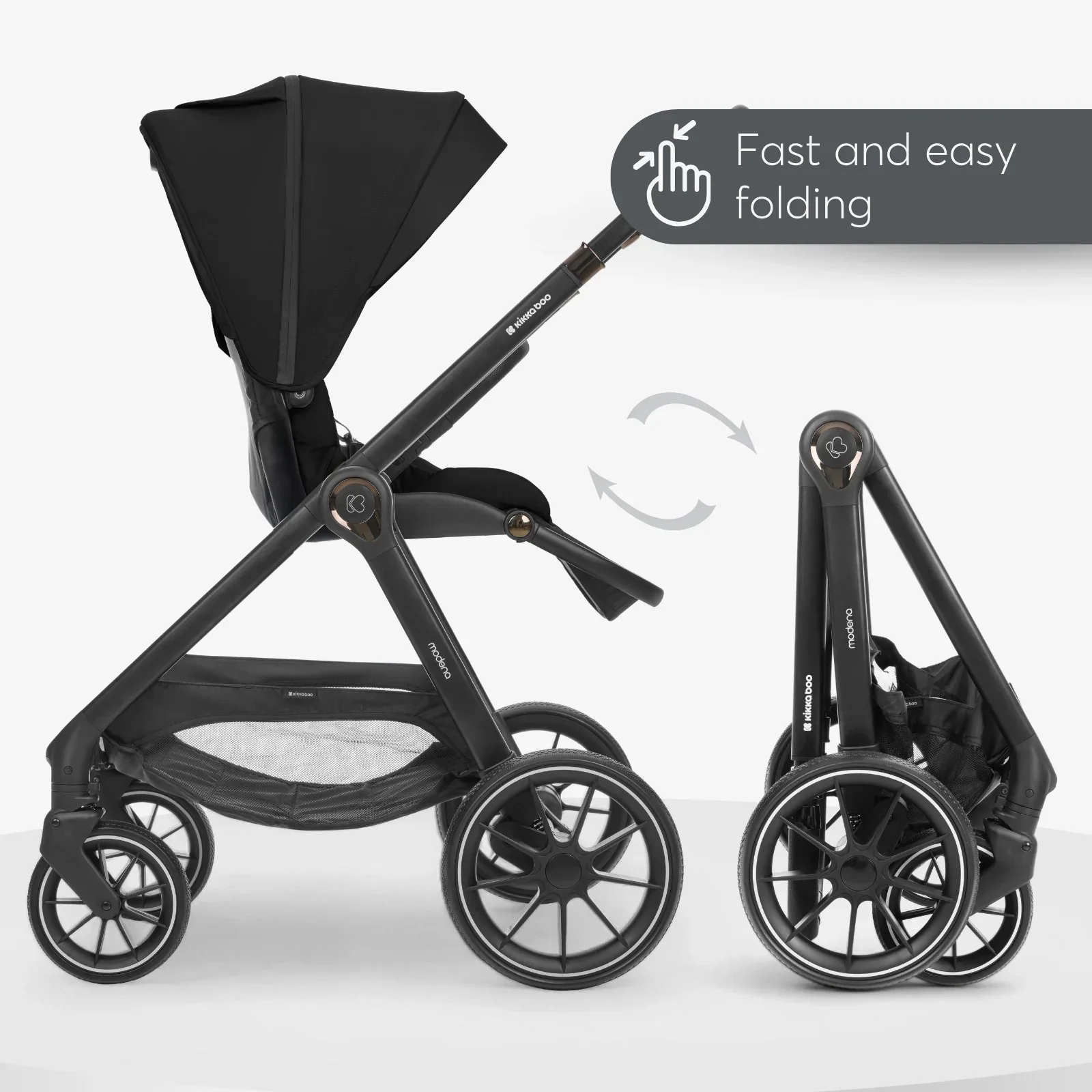 KikkaBoo® Stroller with carrycot 3v1 Modena Black - Image 6