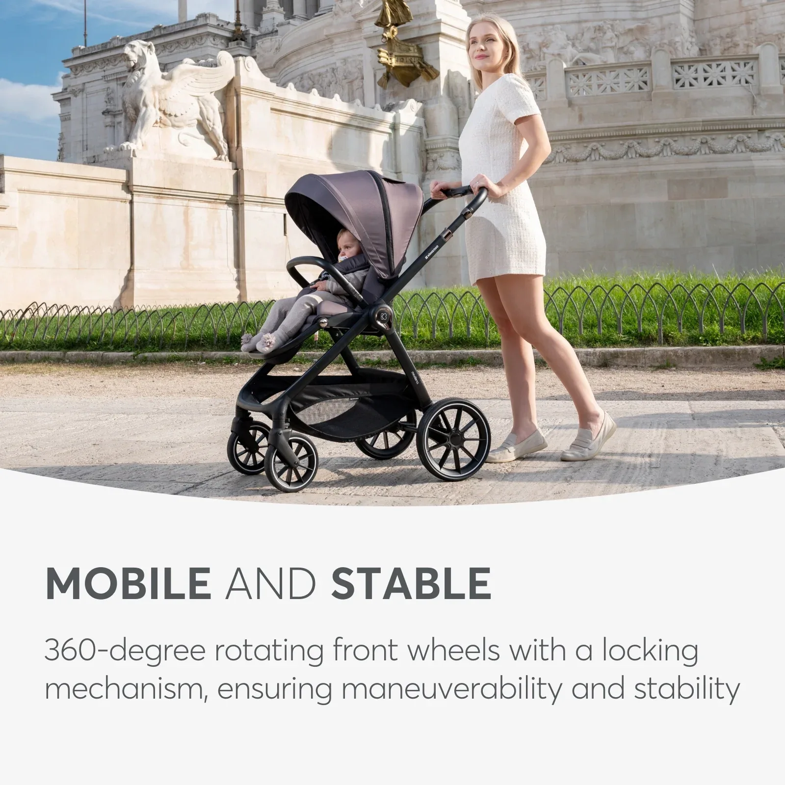 KikkaBoo® Stroller with carrycot 3v1 Modena Black - Image 7