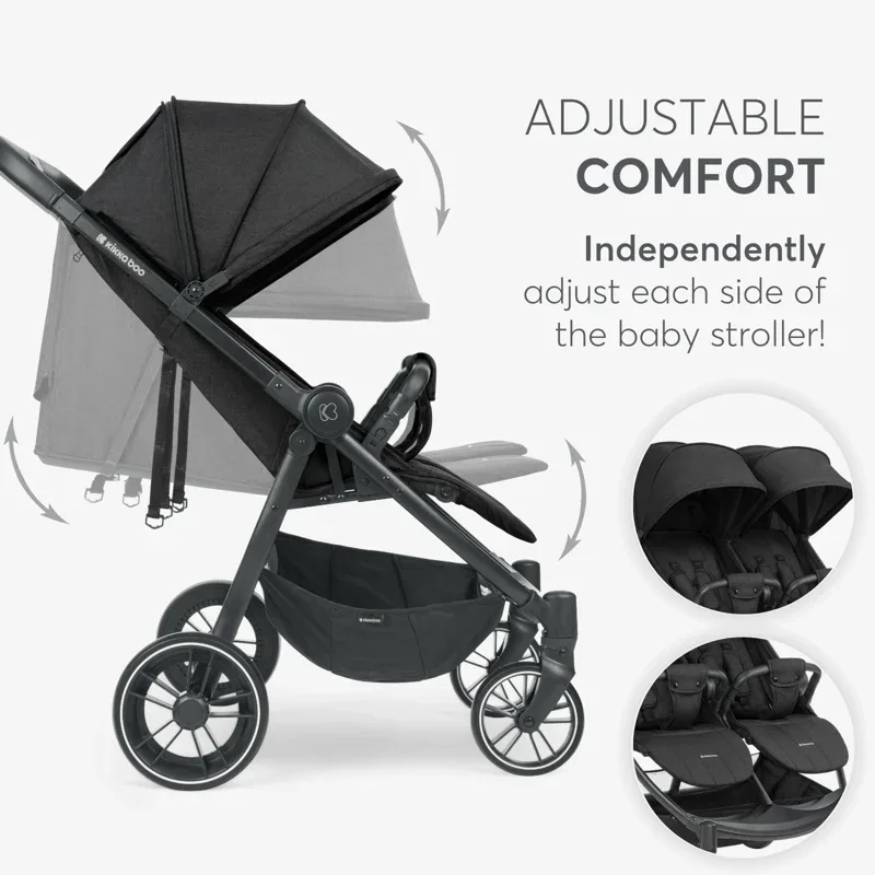 KikkaBoo® Twin stroller Happy 2 Light Grey - Image 5