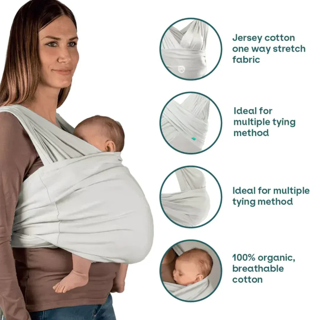 Koala Babycare® Baby Carrier Cuddle Wrap Stretchy Light Grey - Image 5