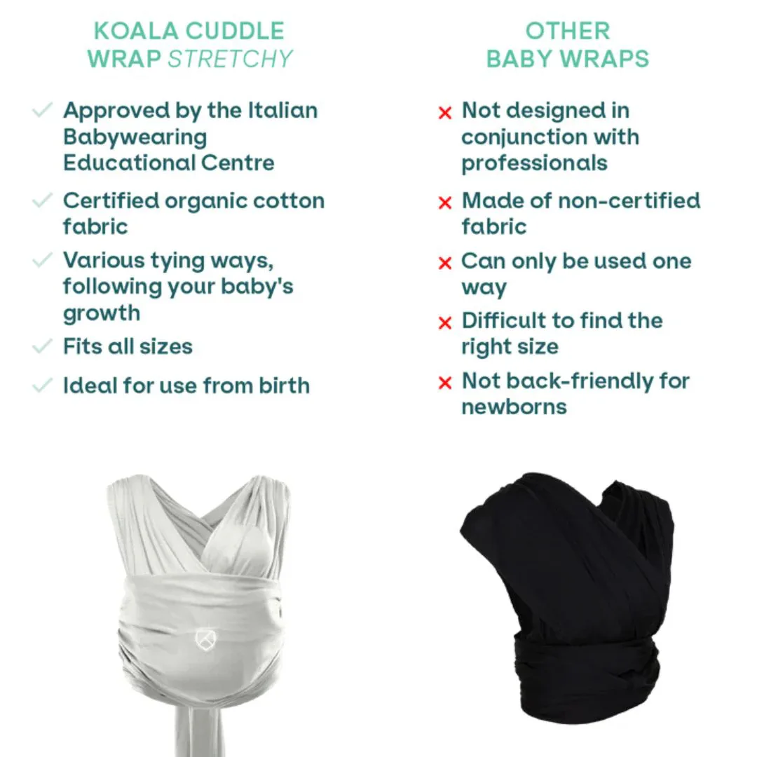 Koala Babycare® Baby Carrier Cuddle Wrap Stretchy Light Grey - Image 6