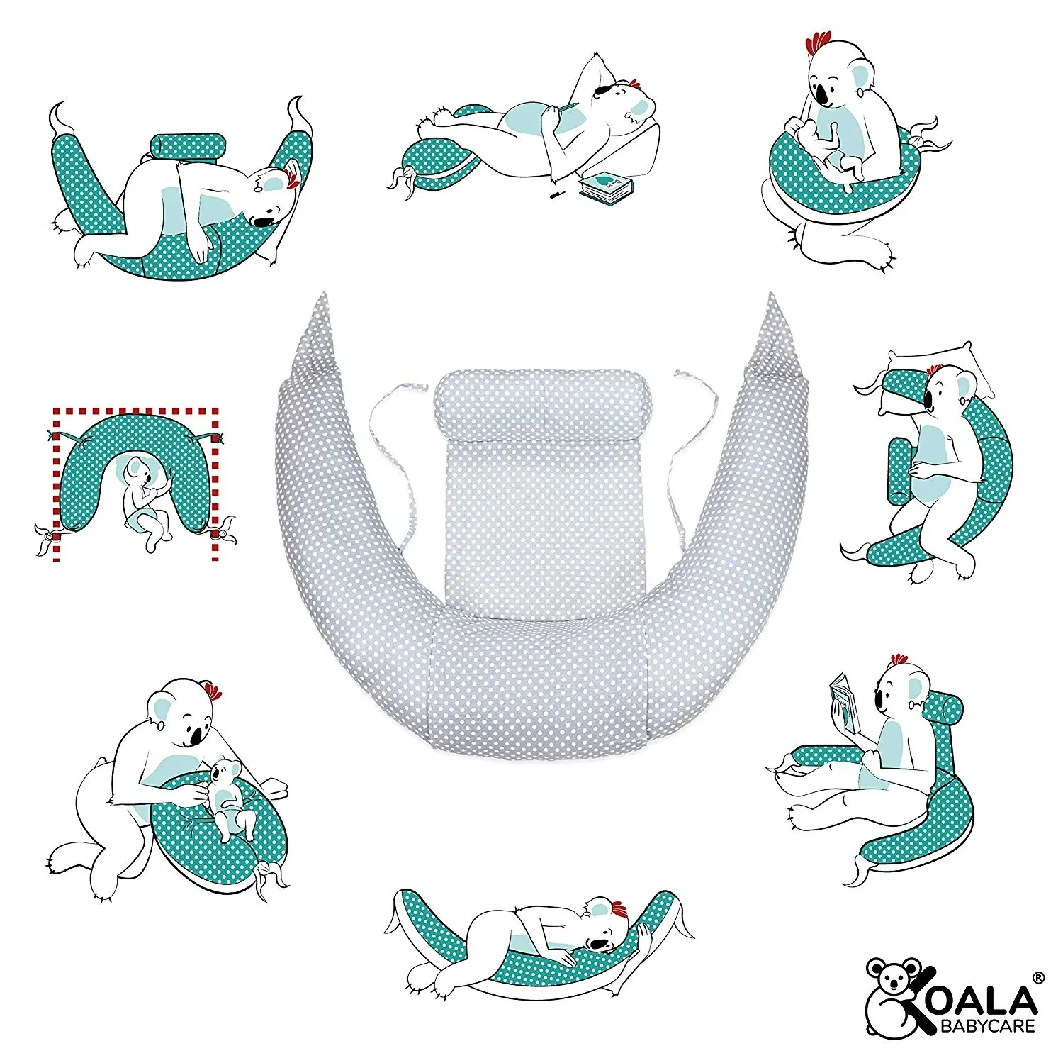 Koala Babycare® Hug+ Comfy Pillow Grey - Image 7