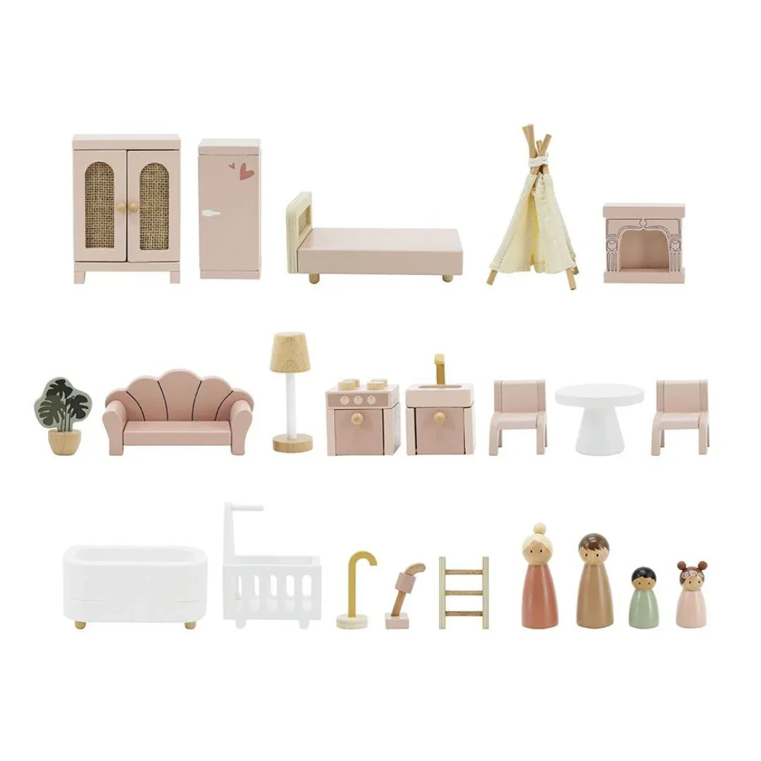 Label Label® Dollhouse with Furniture Pink - Image 3