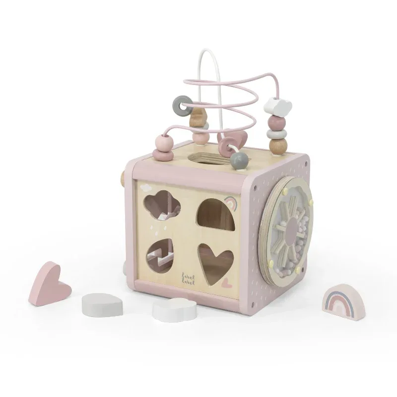 Label Label® Wooden Activity Cube Pink - Image 3