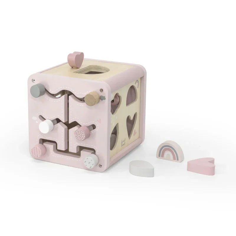 Label Label® Wooden Activity Cube Pink - Image 4