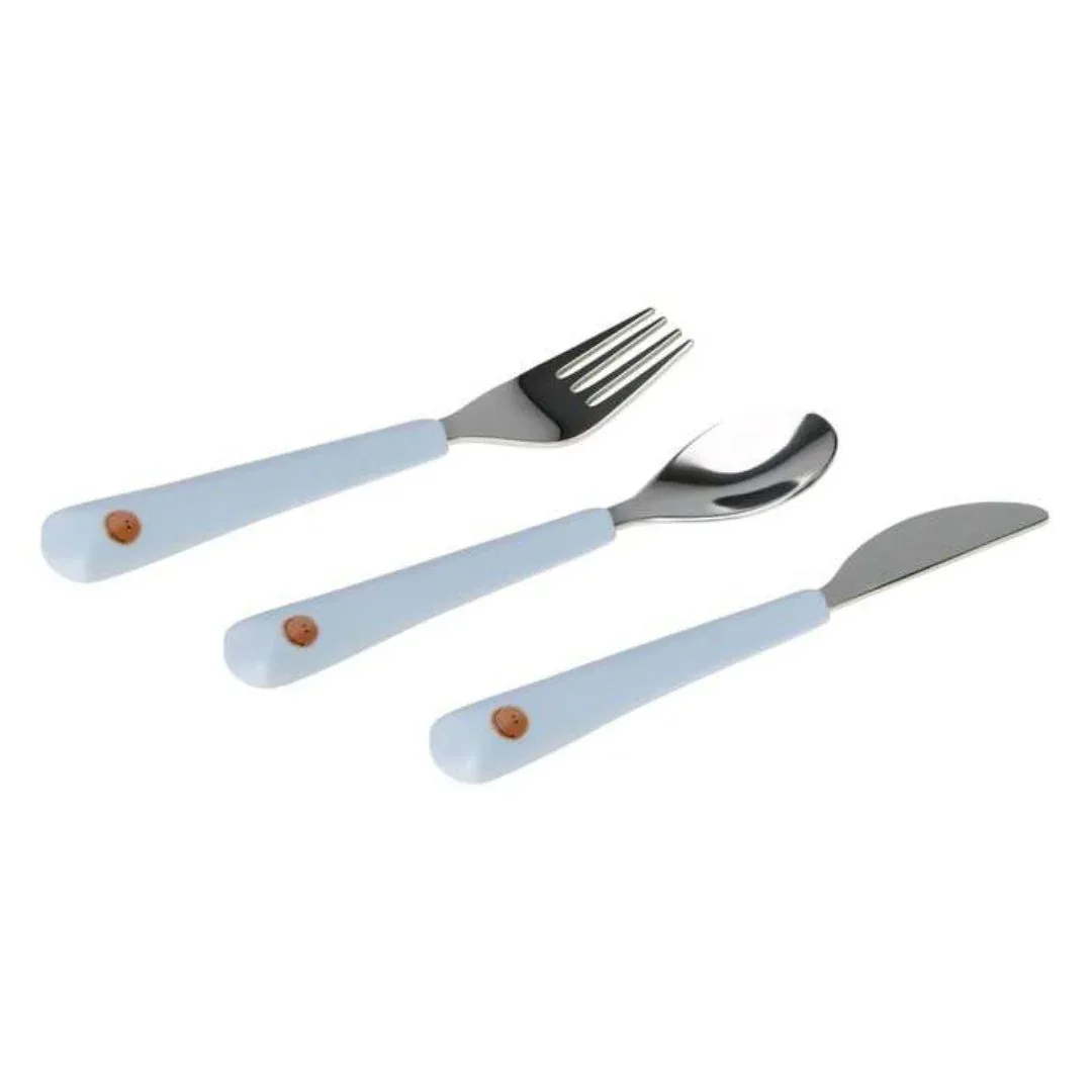 Lässig® Children's Cutlery 3-Piece Set Happy Rascals Smile Sky Blue - Image 2