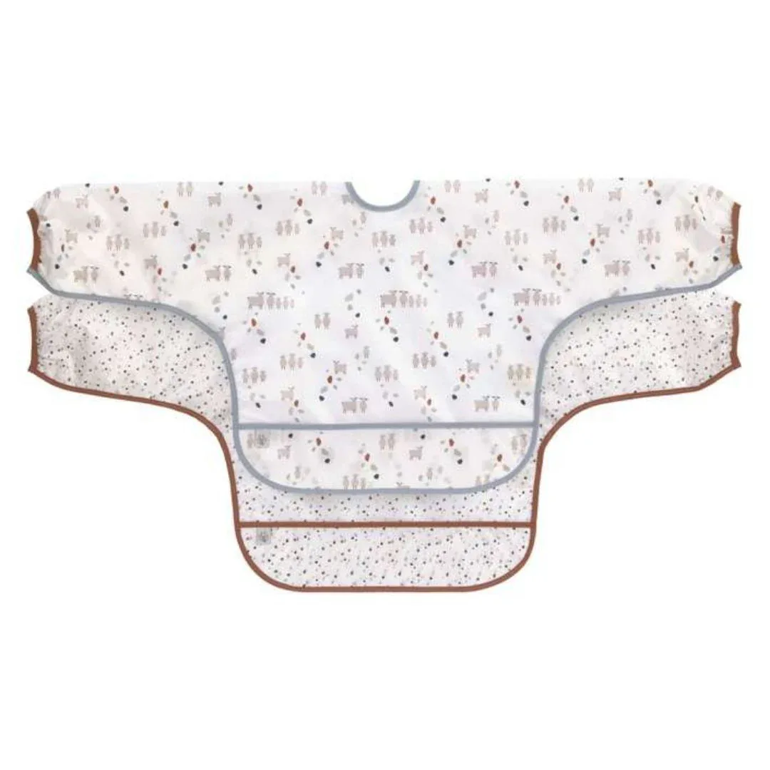 Lässig® Long Sleeve Bib​ 2pc Tiny Farmer Sheep Blue - Image 2