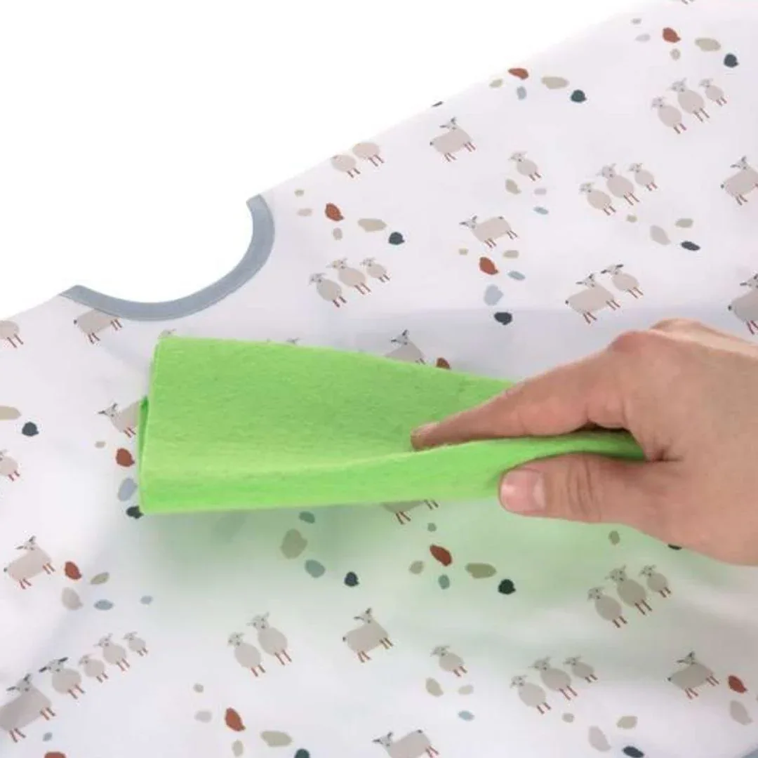 Lässig® Long Sleeve Bib​ 2pc Tiny Farmer Sheep Blue - Image 4