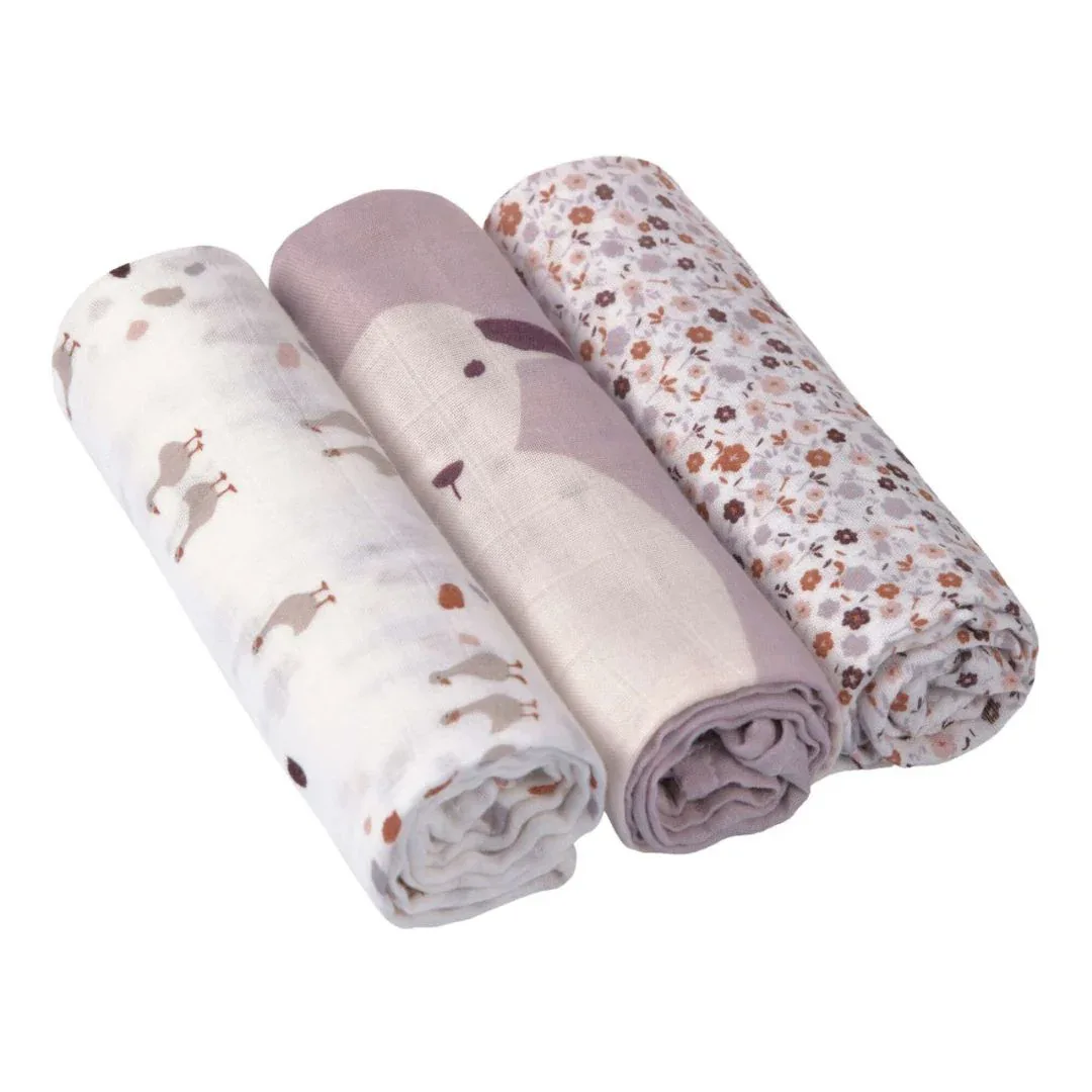 Lässig® Swaddle 3 pcs 80x80 Tiny Farmer Flowers - Image 2