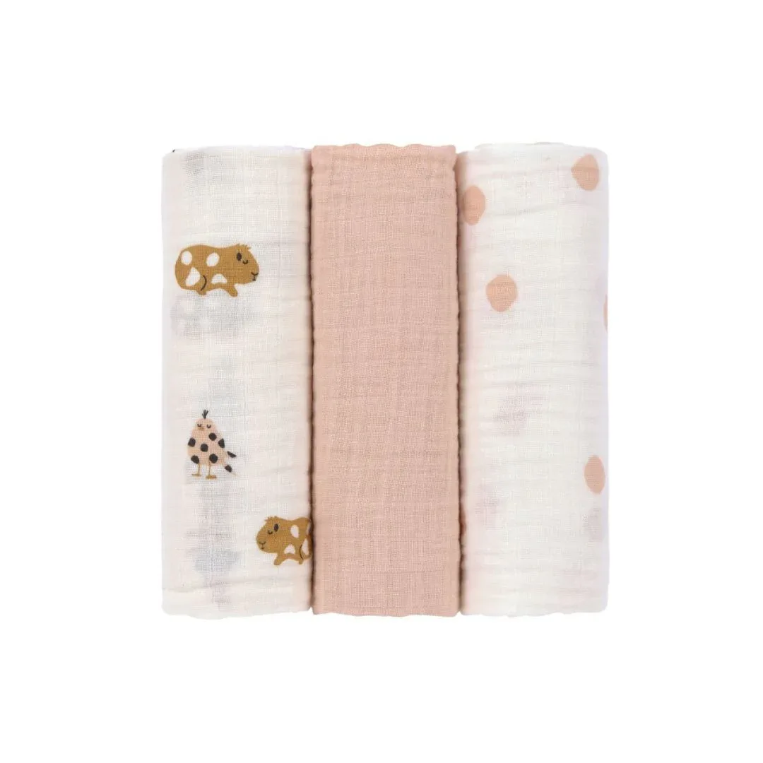 Lässig® Swaddle 3 pcs 85x85 Little Mateys Spicy Orange