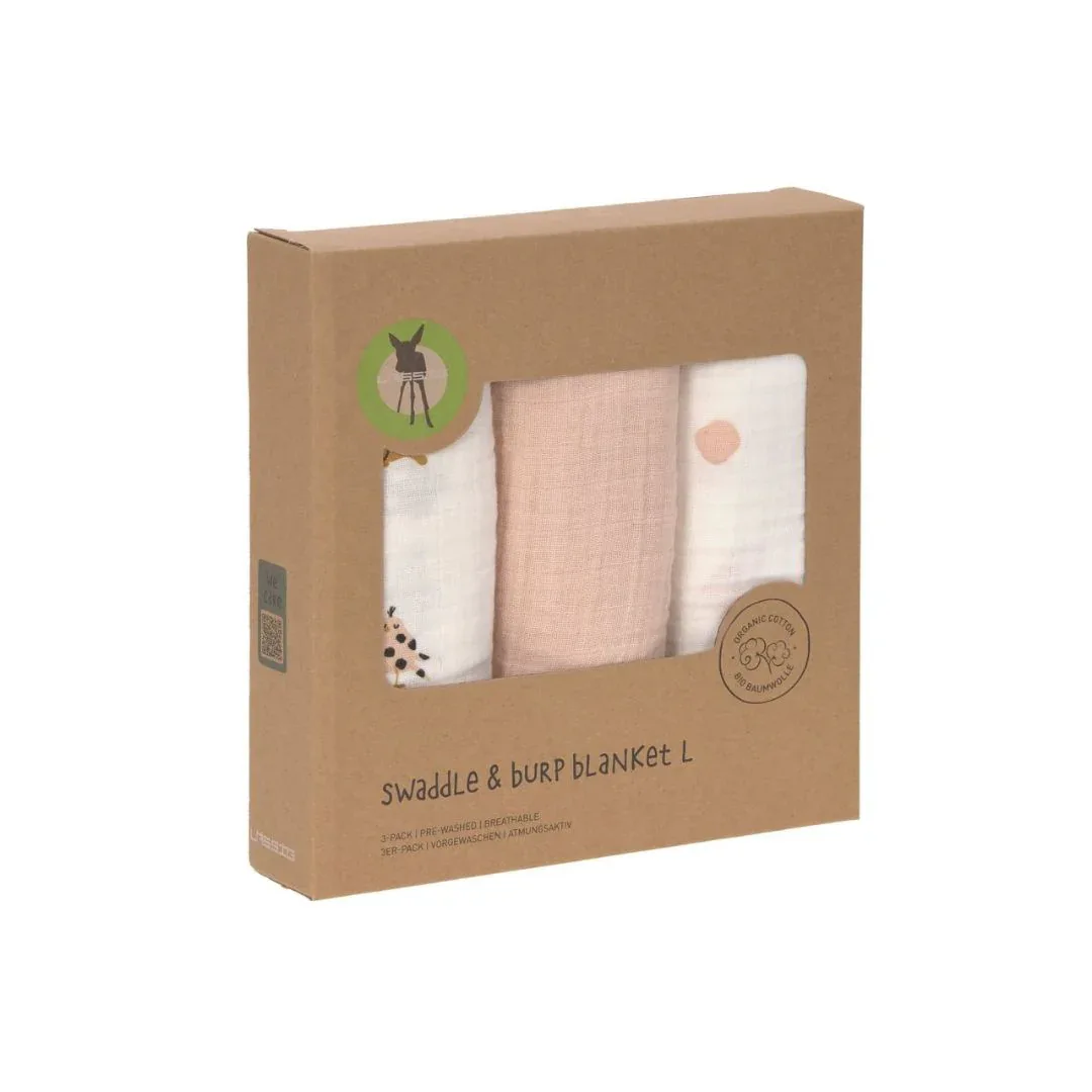 Lässig® Swaddle 3 pcs 85x85 Little Mateys Spicy Orange - Image 6