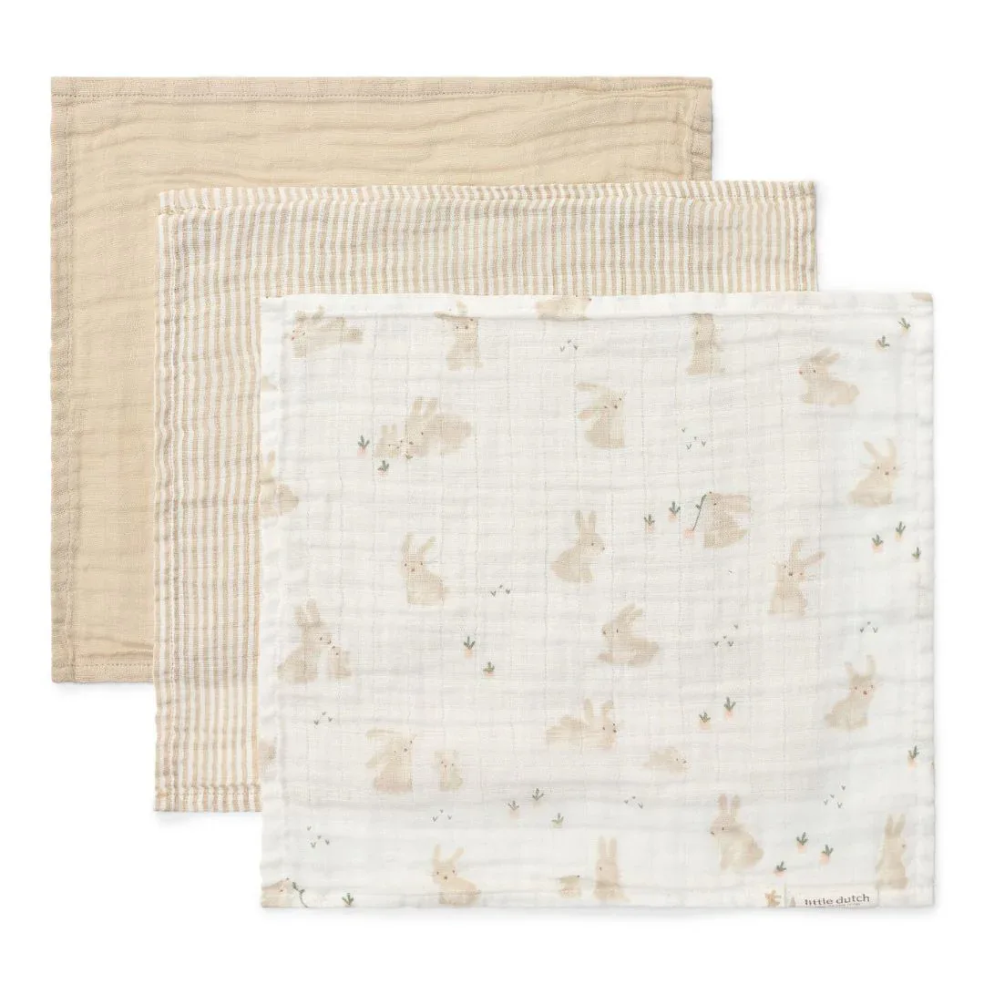 Little Dutch® Facecloths set muslin Baby Bunny 25x25 - Image 2
