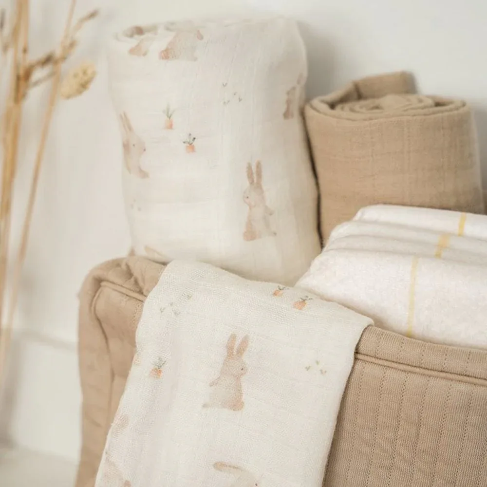 Little Dutch® Facecloths set muslin Baby Bunny/Beige 26x26 - Image 6
