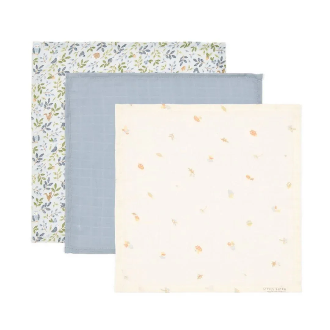 Little Dutch® Facecloths set muslin Forest Friends 25x25 - Image 2