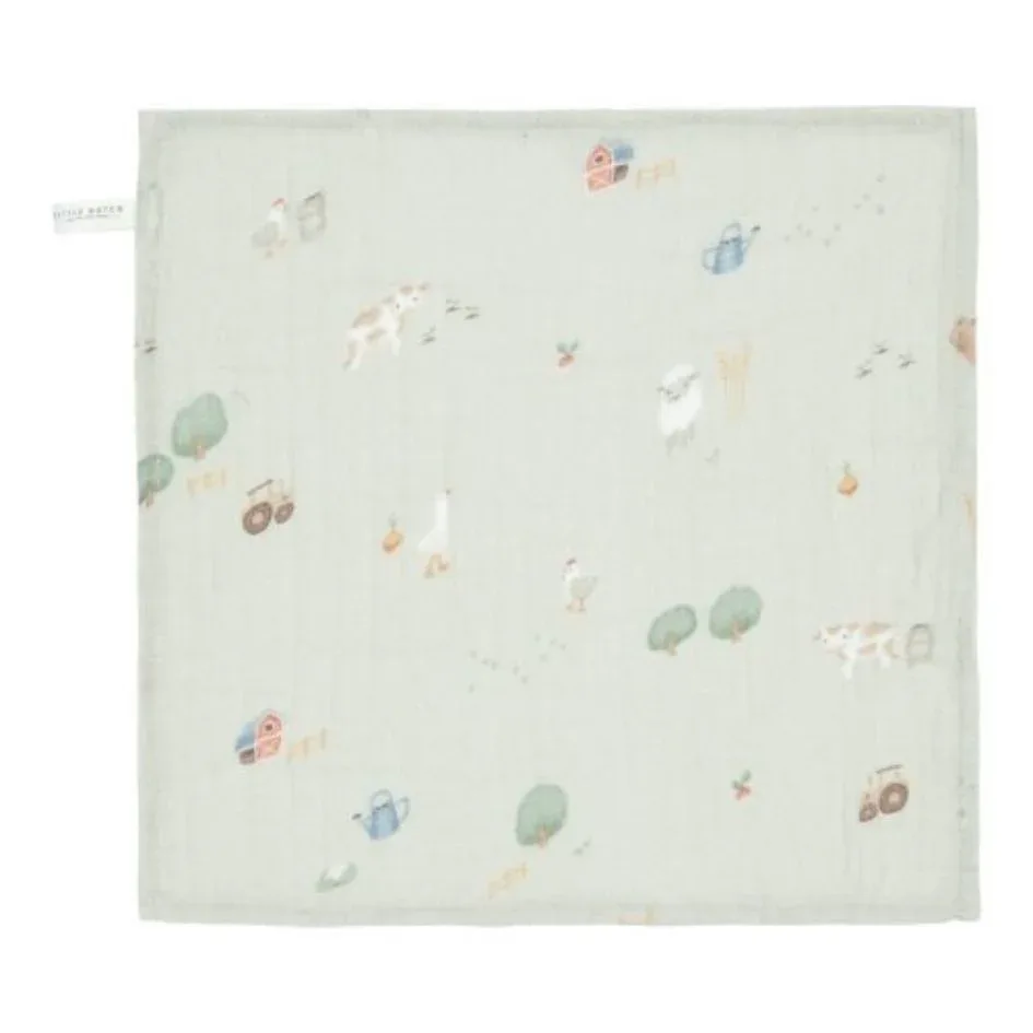 Little Dutch® Facecloths set muslin Little Farm/Olive 26x26 - Image 3