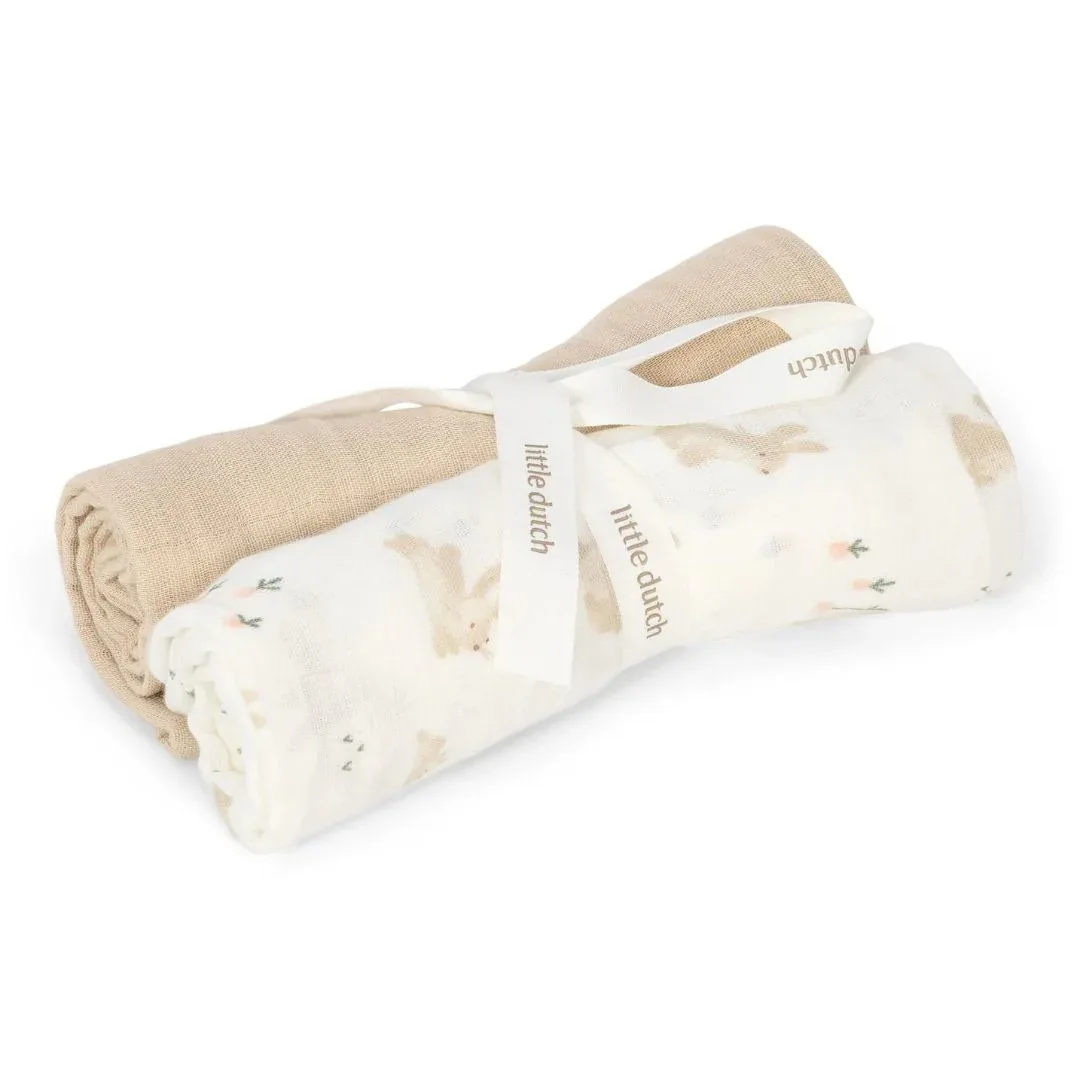 Little Dutch® Muslin Cloth Set Baby Bunny 70x70