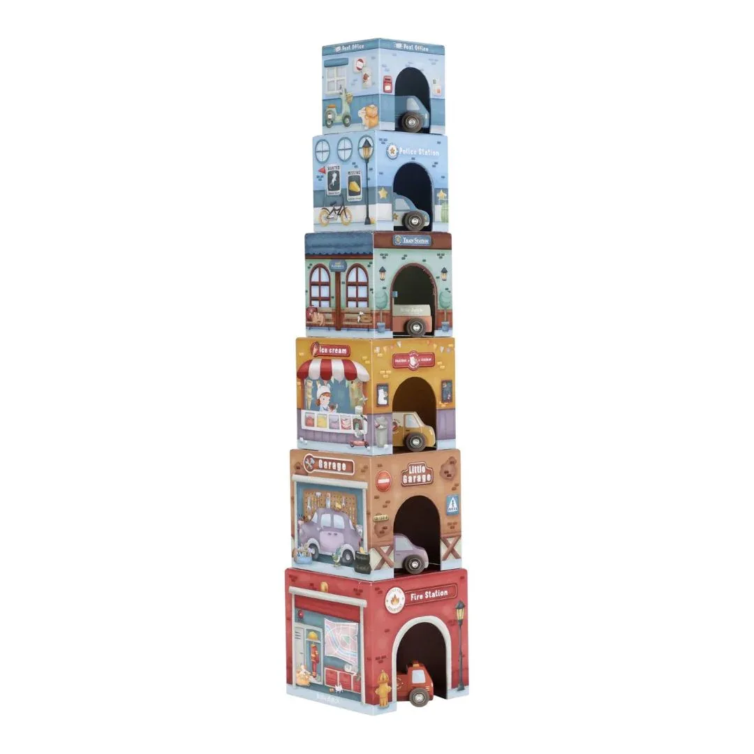 Little Dutch® Stackable Cube Pyramid with Cars - Image 2
