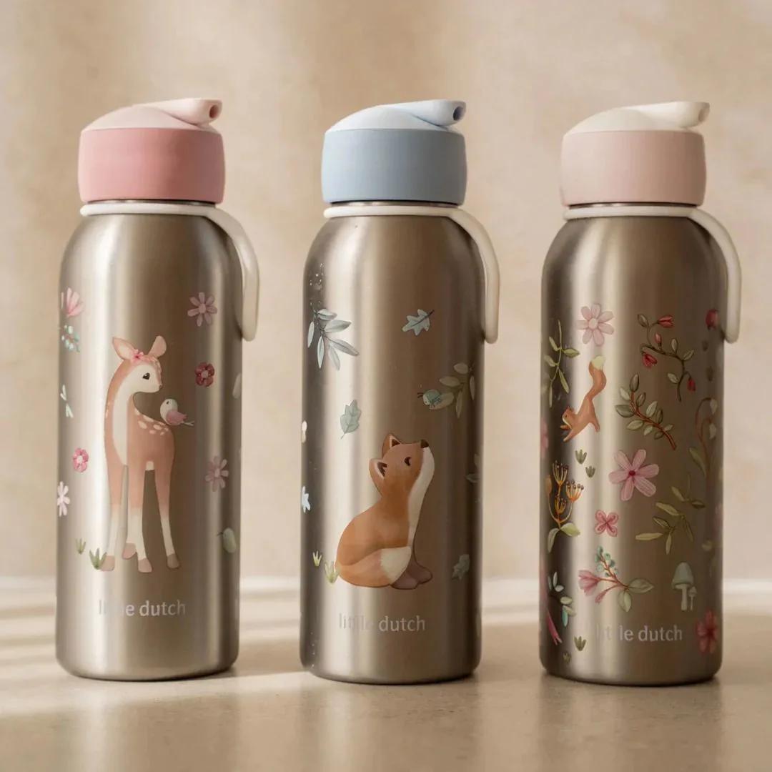 Little Dutch® Stainless Steel Kids Bottle Flip-Up Fairy Garden 350ml - Image 2