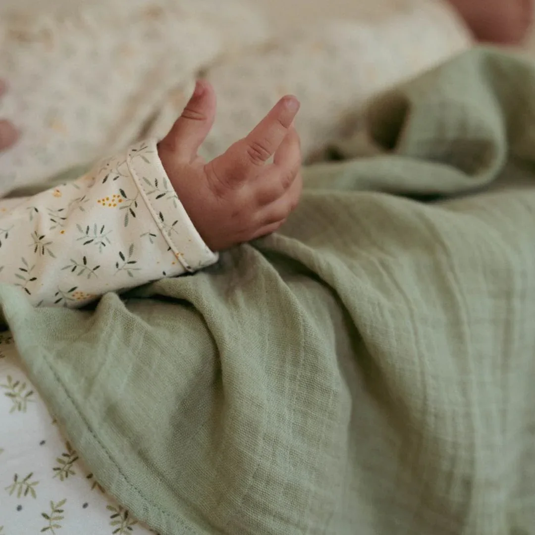 Little Dutch® Swaddles muslin Blueberry Leaves/Sage 70x70 - Image 2