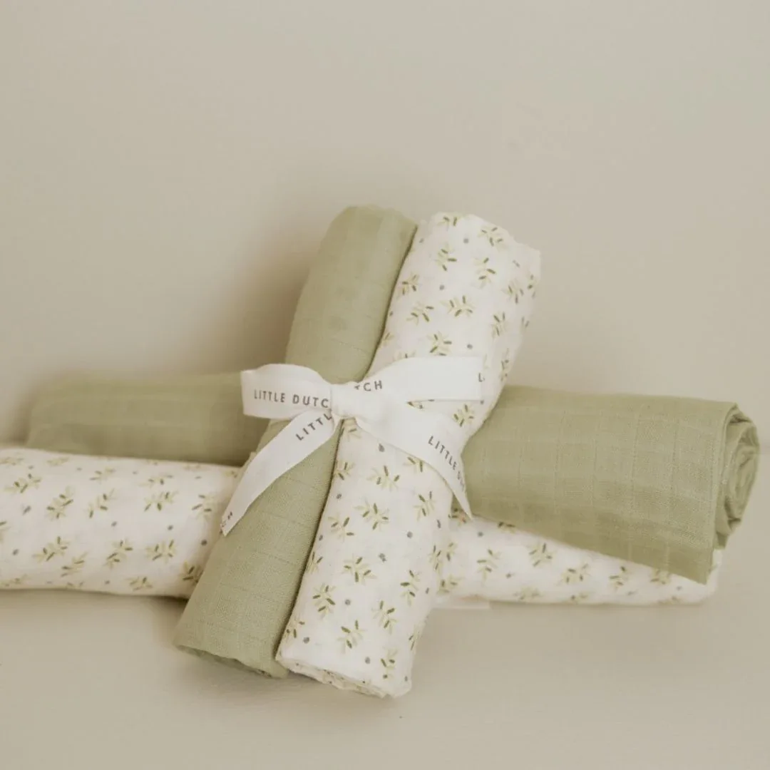 Little Dutch® Swaddles muslin Blueberry Leaves/Sage 70x70 - Image 4