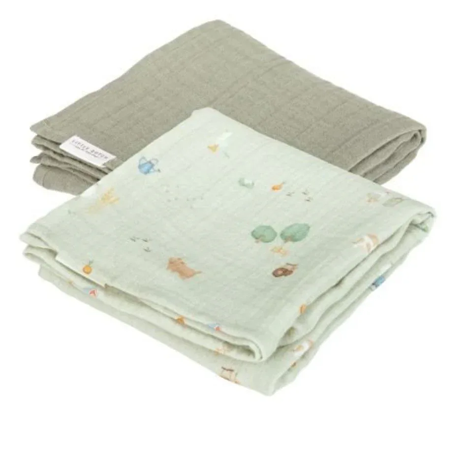 Little Dutch® Swaddles muslin Little Farm/Olive 70x70