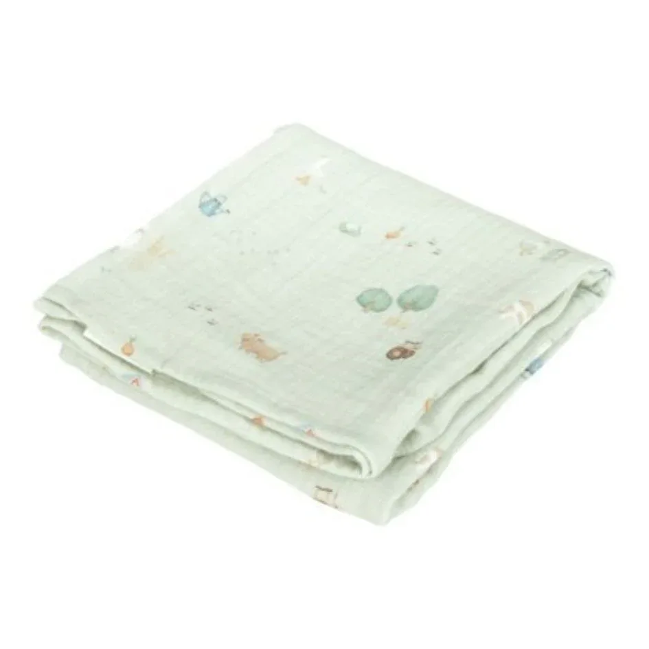 Little Dutch® Swaddles muslin Little Farm/Olive 70x70 - Image 2