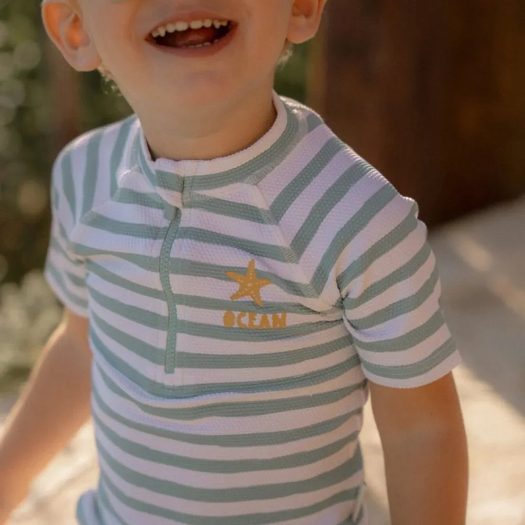 Little Dutch® UV Protection Swim Shirt Stripes Surf Blue - Image 3