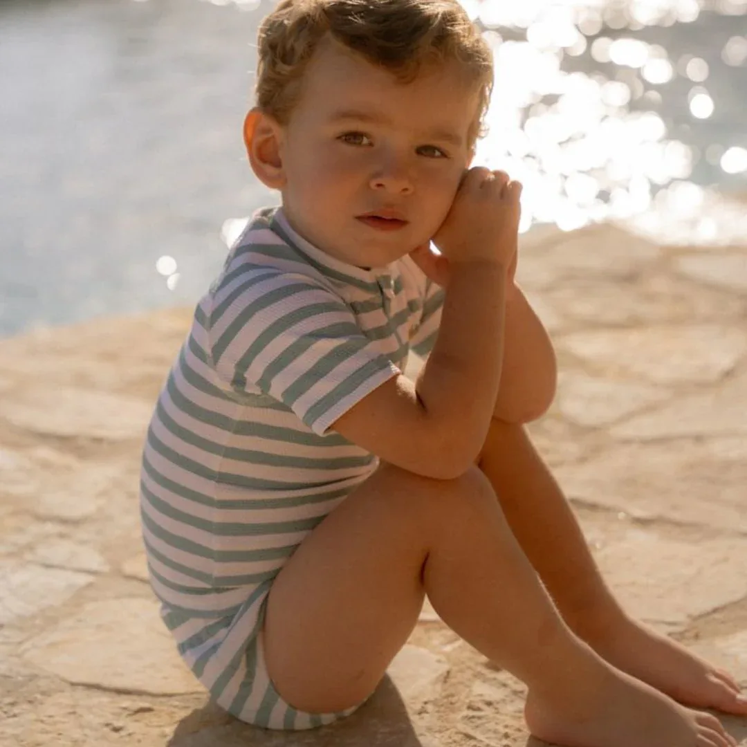 Little Dutch® UV Protection Swim Shirt Stripes Surf Blue - Image 5