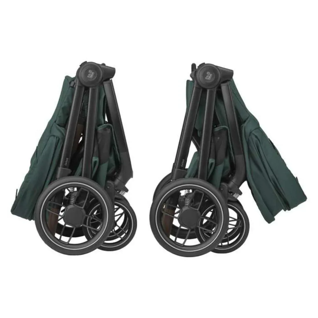 Maxi Cosi® Stroller with Seat Unit Dark Frame + Dark Brown Leather Oxford Essential Green - Image 6