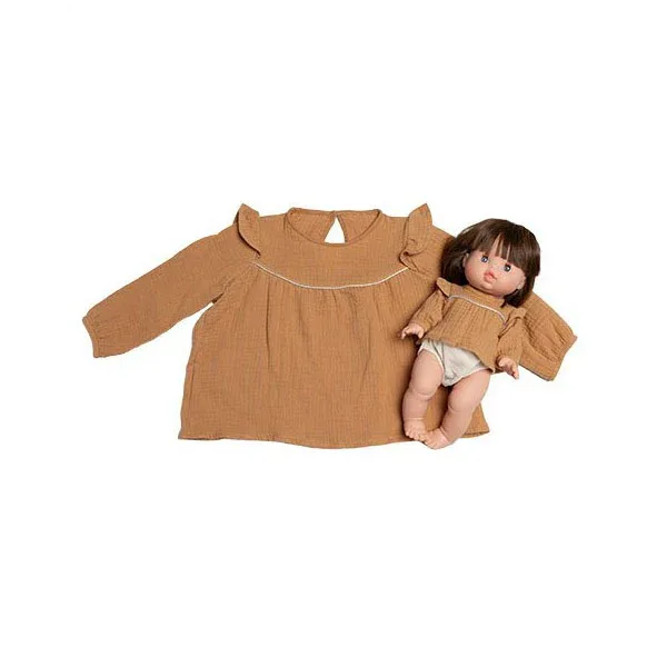 Minikane® Duo Collection MARINA blouse in cotton double gauze Camel - Image 4