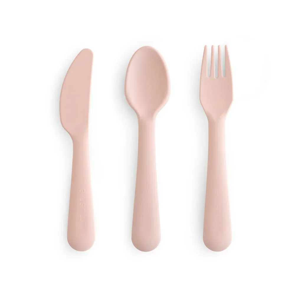 Mushie® Cutlery Set (Fork, Spoon, Knife) Blush
