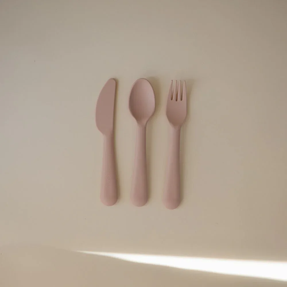 Mushie® Cutlery Set (Fork, Spoon, Knife) Blush - Image 3