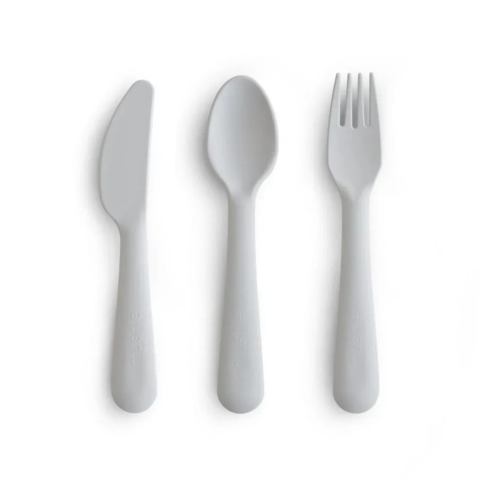 Mushie® Cutlery Set (Fork, Spoon, Knife) Cloud
