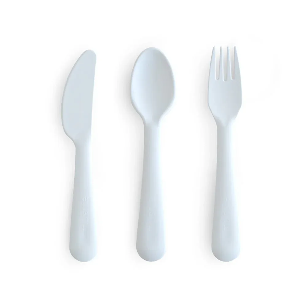Mushie® Cutlery Set (Fork, Spoon, Knife) Powder Blue