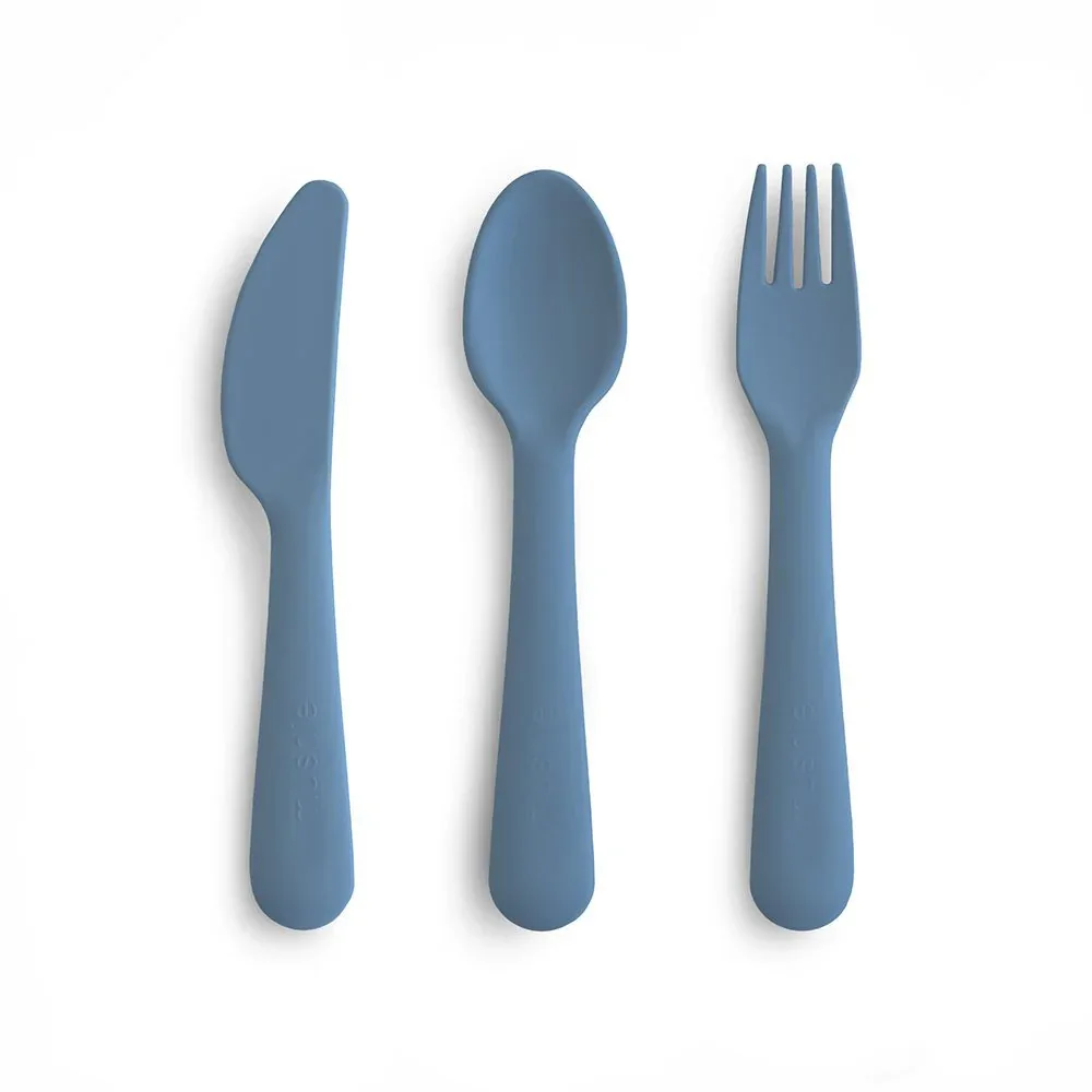 Mushie® Cutlery Set (Fork, Spoon, Knife) Twilight Blue