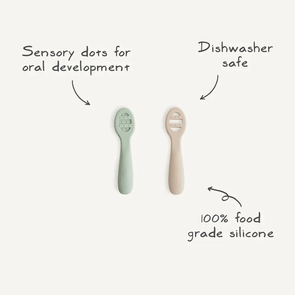 Mushie® First Feeding Baby Spoons 2-Pack Blush/Shifting Sand - Image 4