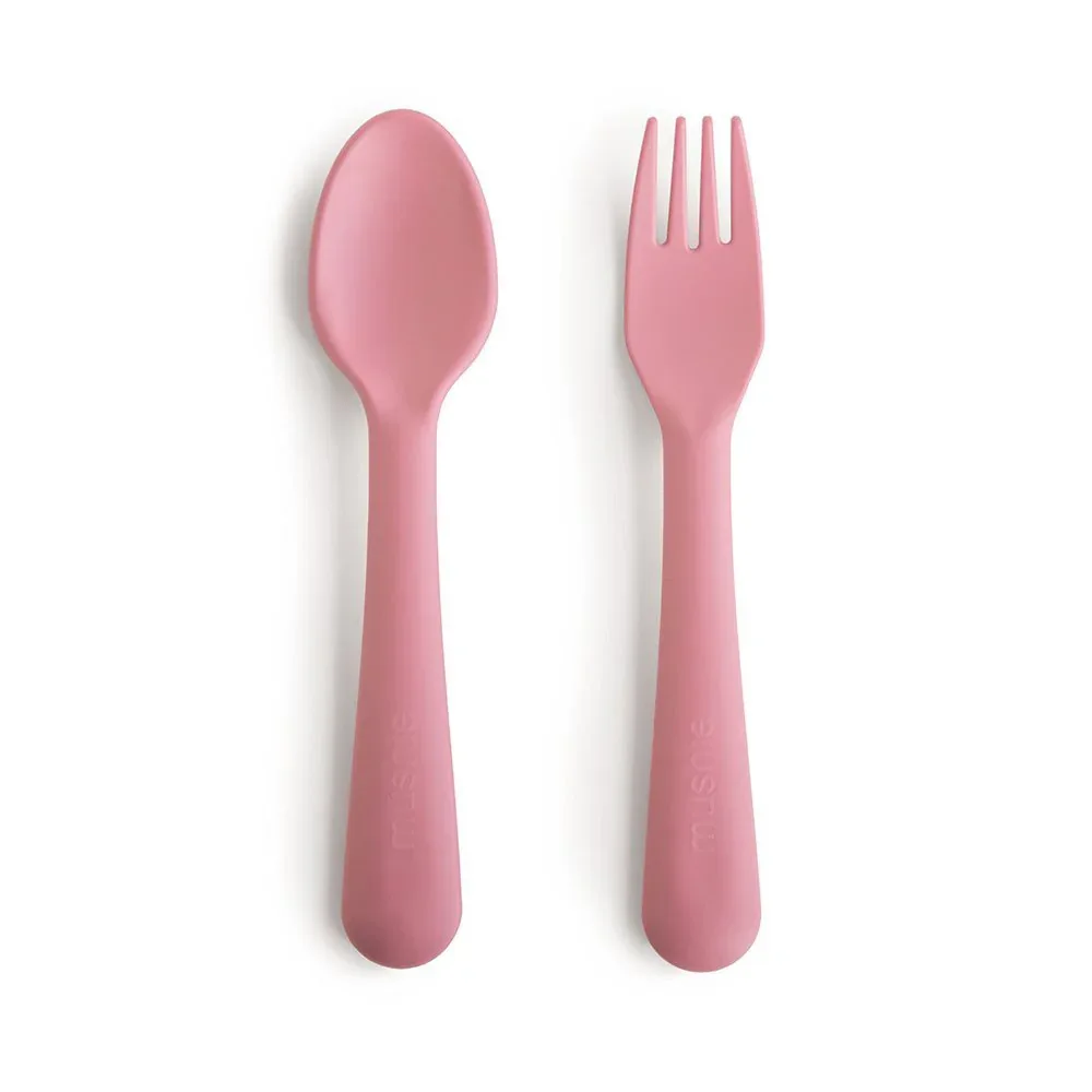 Mushie® Fork & Spoon Dusty Rose - Image 2