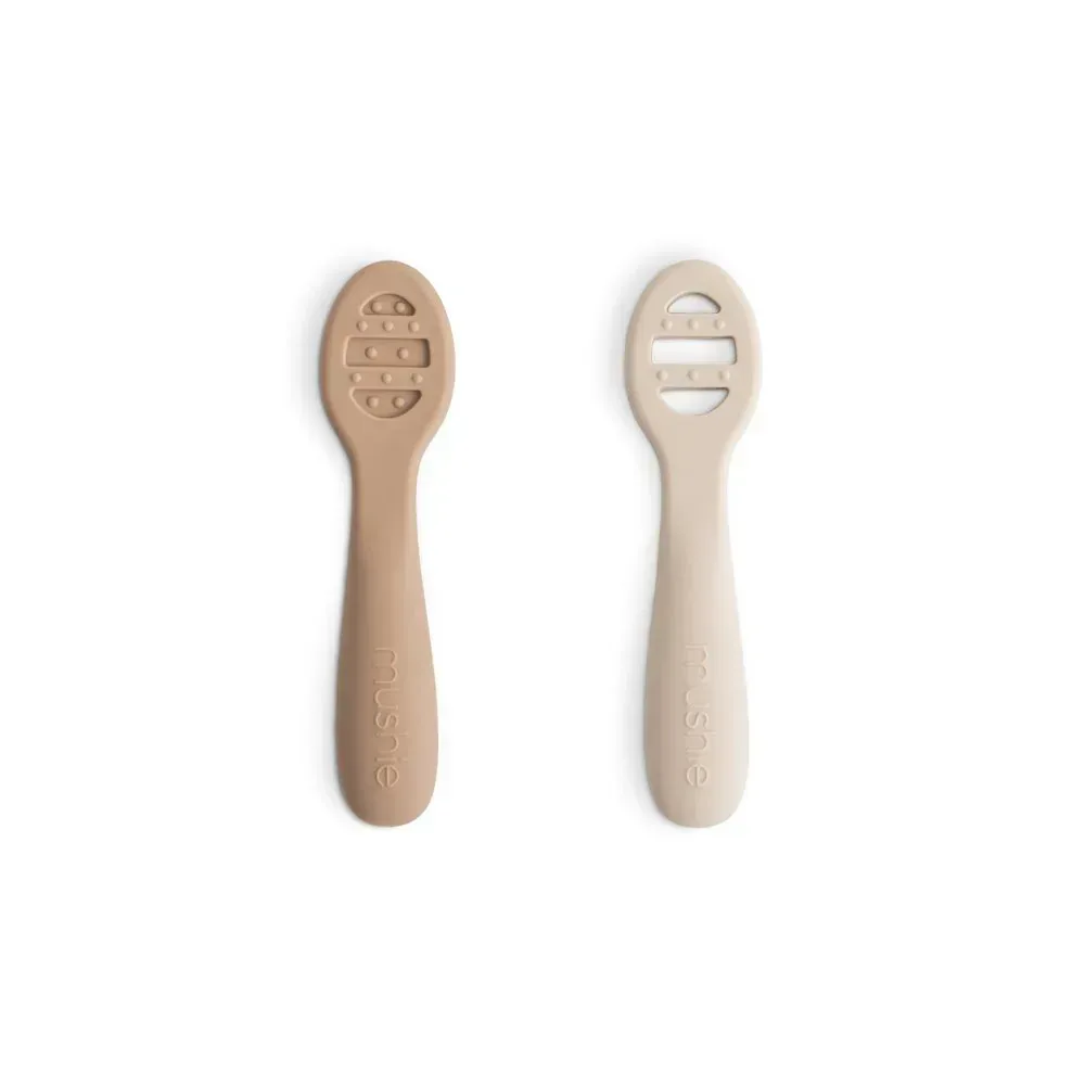 Mushie® First Feeding Baby Spoons 2-Pack Natural/Shifting Sand