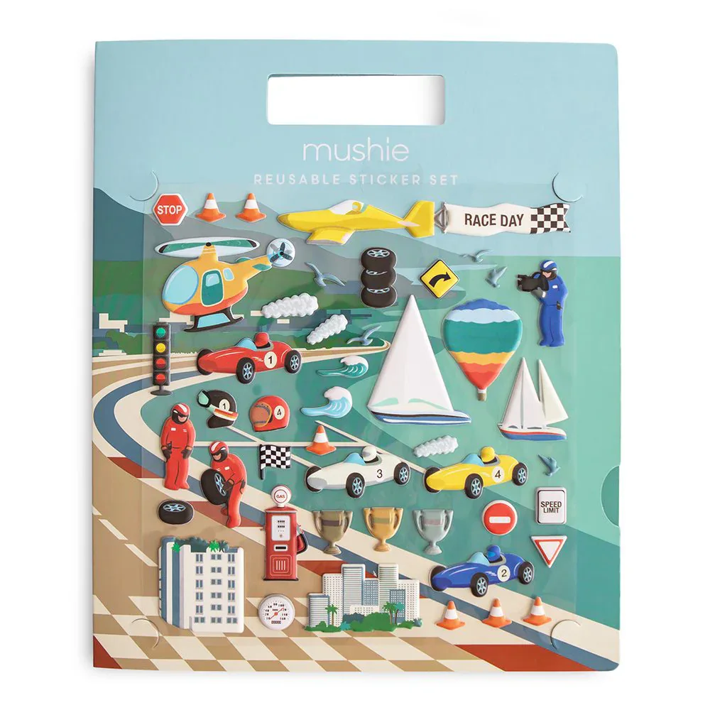 Mushie® Mushie Reusable Sticker Set Race Cars