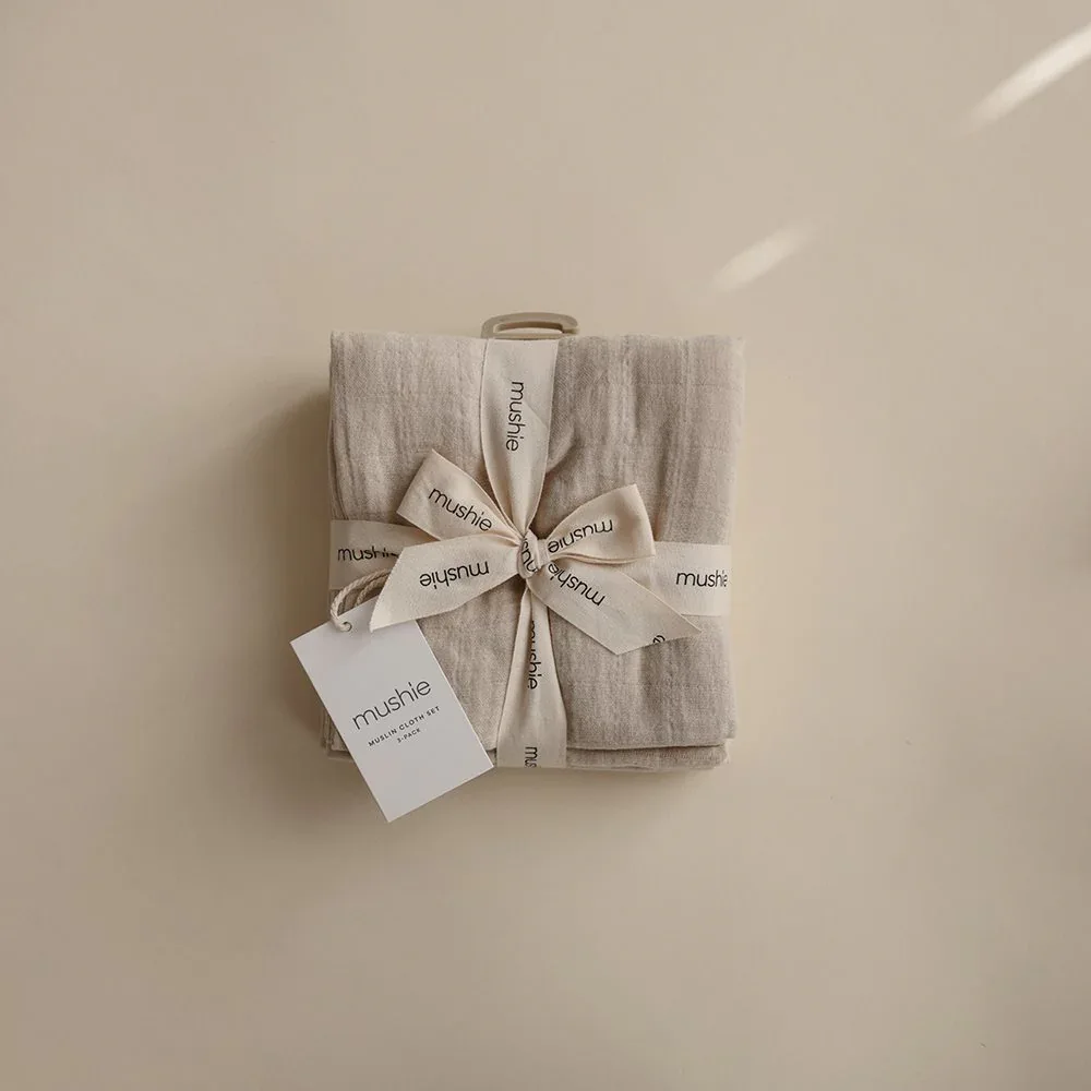 Mushie® Muslin Cloth 3-pack Fog 60x60 - Image 4