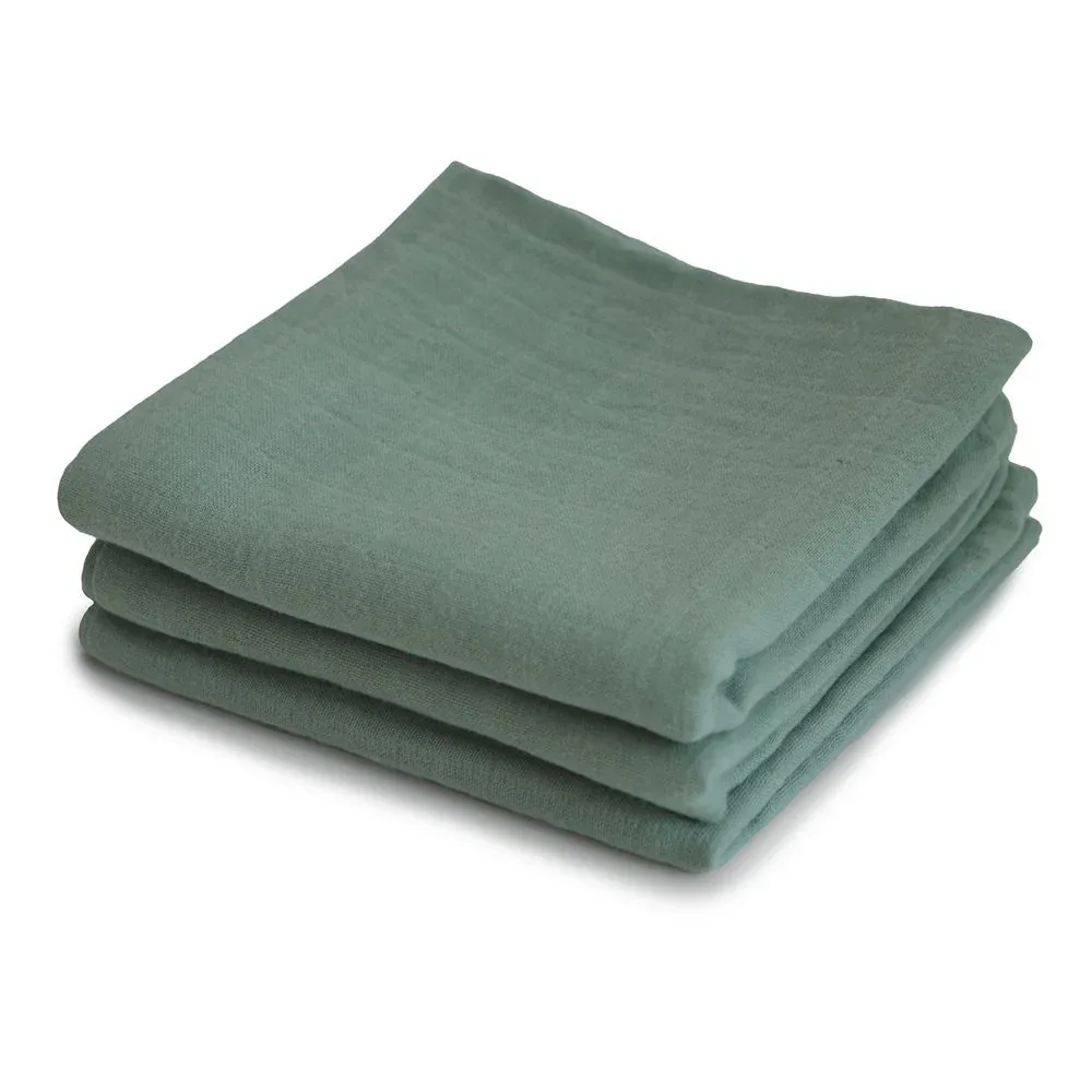 Mushie® Muslin Cloth 3-pack Roman Green 60x60