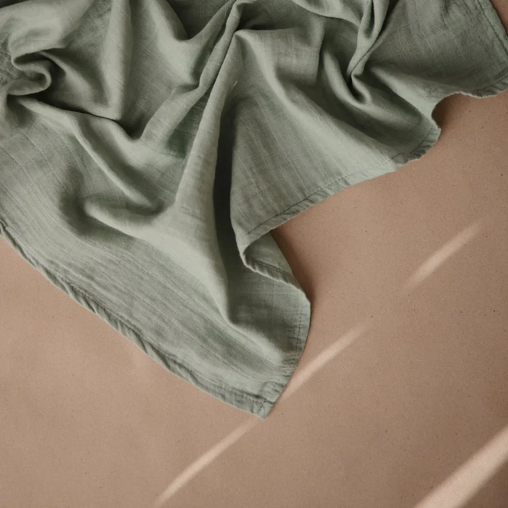 Mushie® Muslin Cloth 3-pack Roman Green 60x60 - Image 2