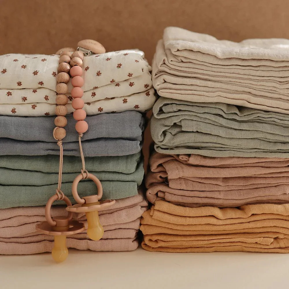 Mushie® Muslin Cloth 3-pack Roman Green 60x60 - Image 4