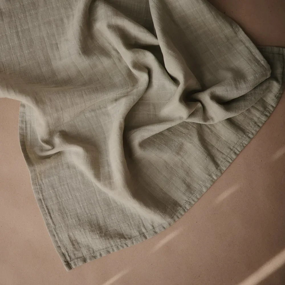 Mushie® Muslin Cloth 3-pack Sage 60x60 - Image 2