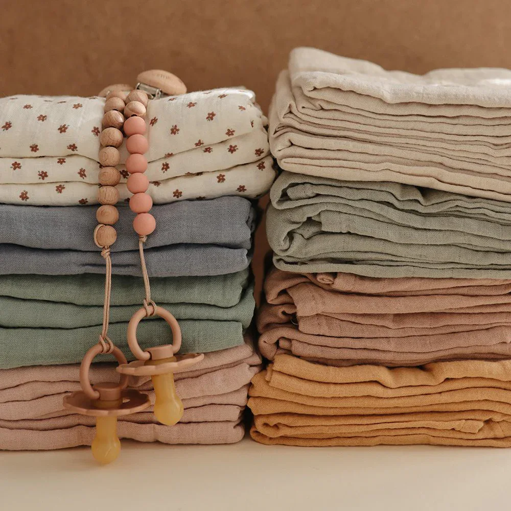Mushie® Muslin Cloth 3-pack Sage 60x60 - Image 4