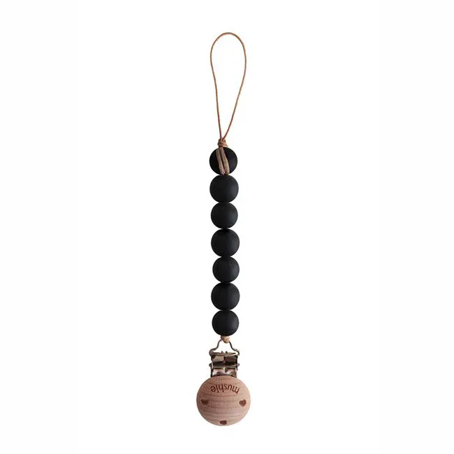 Mushie® Pacifier Clips Halo Black - Image 2