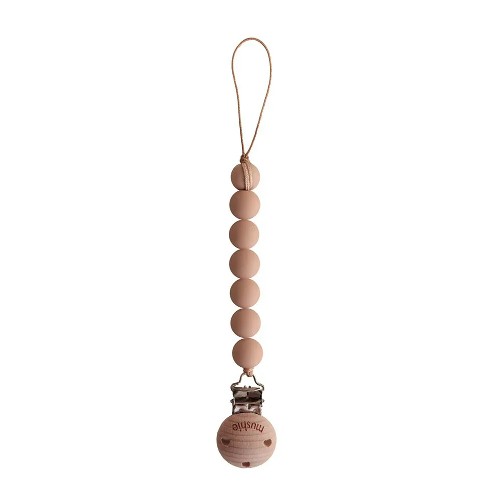Mushie® Pacifier Clips Halo Pale Taupe