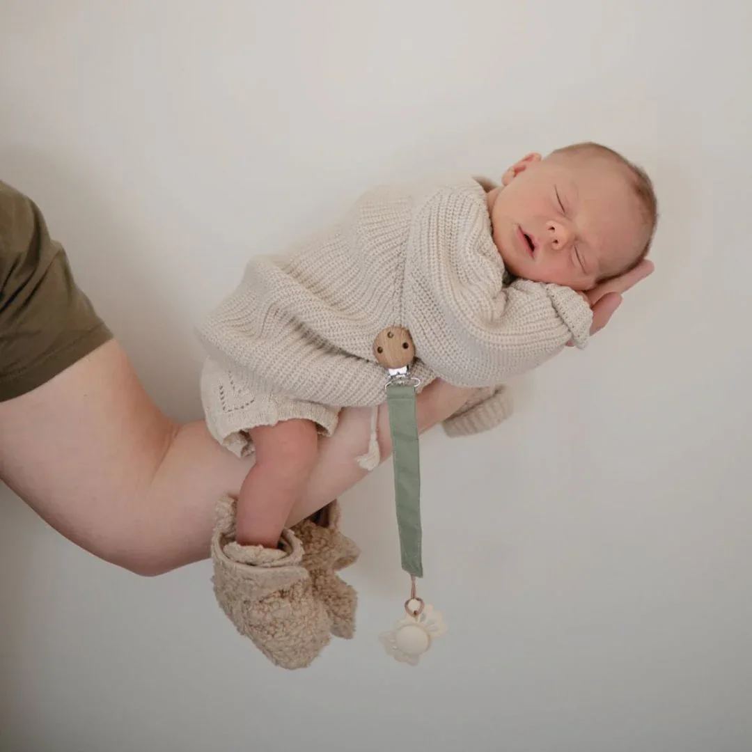 Mushie® Pacifier Clips Olive/Shifting Sand - Image 2