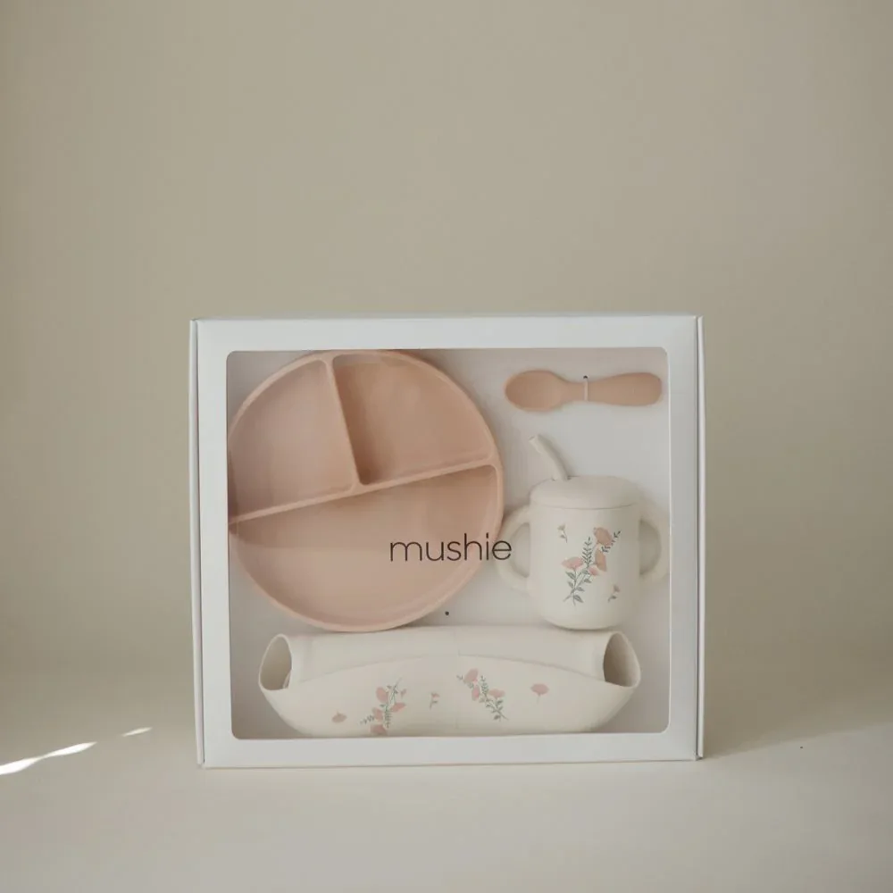 Mushie® Silicone Feeding Set Pink Flowers - Image 2